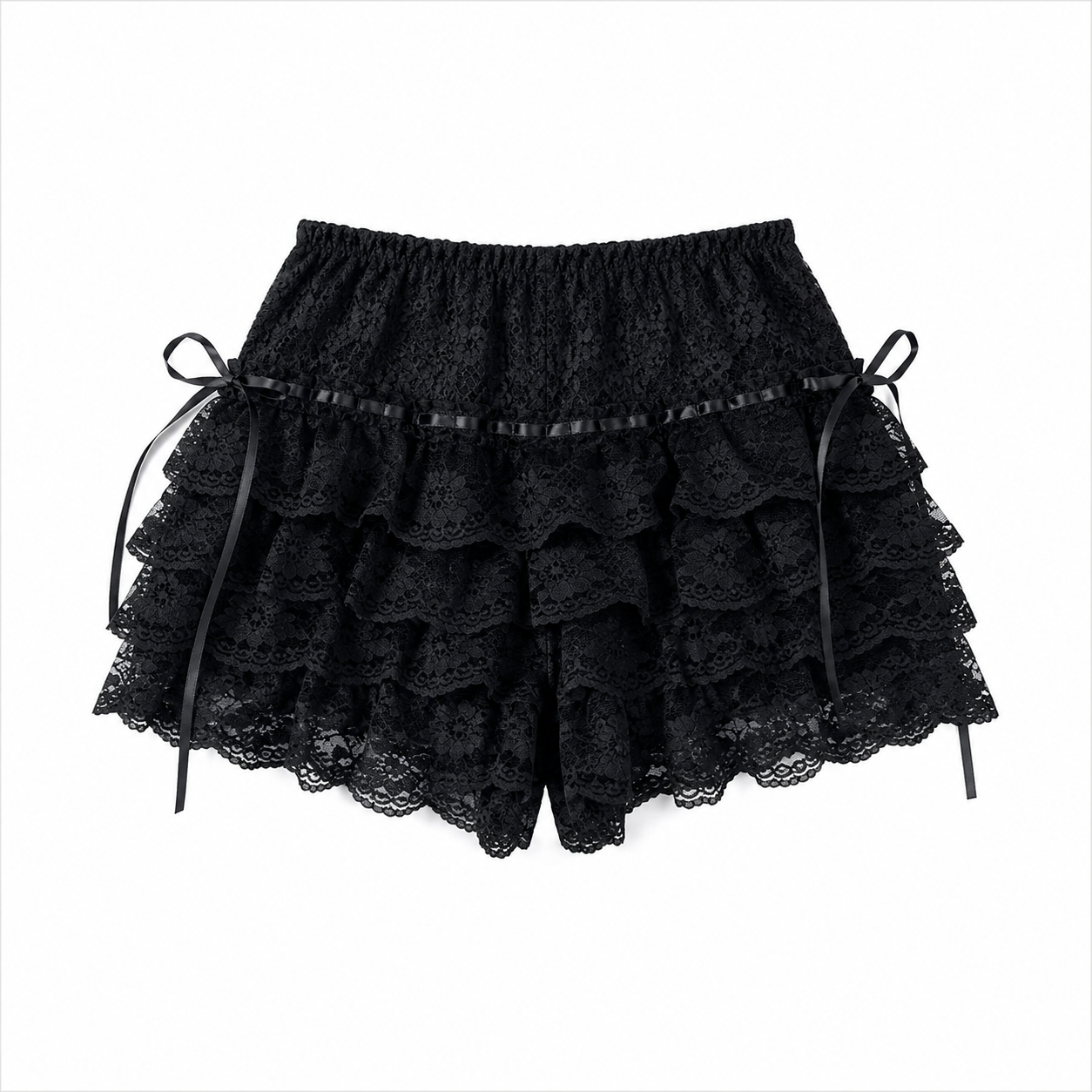 Koronkowe Spódnico-Spodenki z Falbanami „Black Petal”